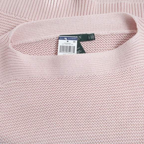 NWT Lauren Ralph Lauren LRL Pink Cotton Knit Sweater, Large - Picture 3 of 8